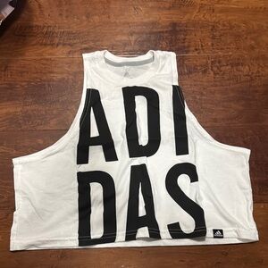 Adidas White and Black Sleeveless Top